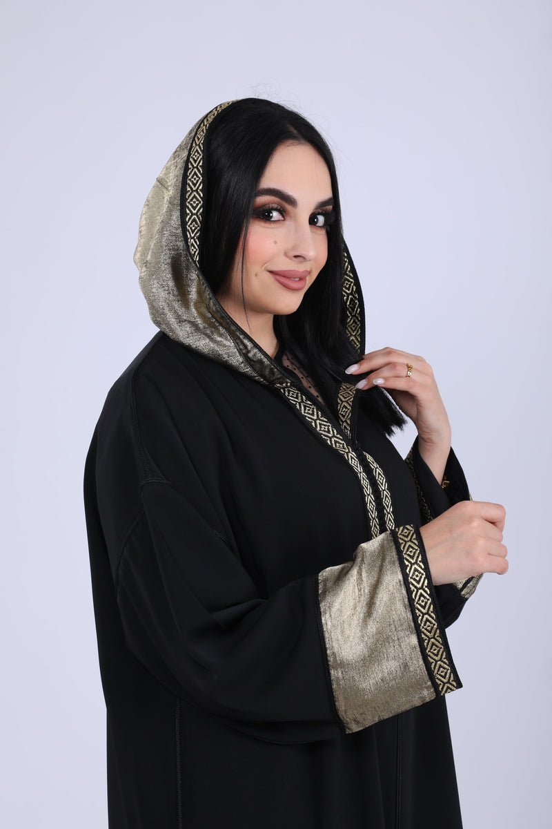 Ensemble djellaba noir en deux pièces : allure moderne et touches classiques