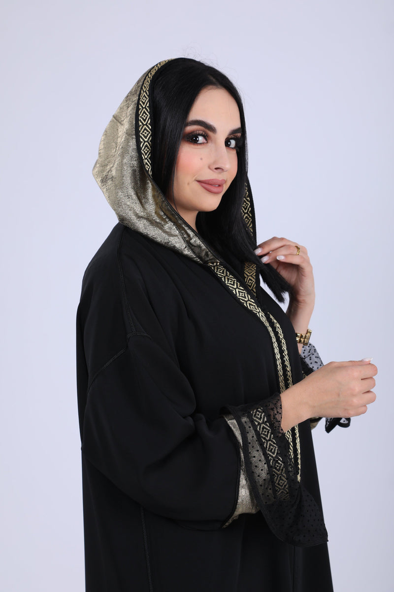 Ensemble djellaba noir en deux pièces : allure moderne et touches classiques