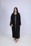 Abaya noire magnifiquement brodée